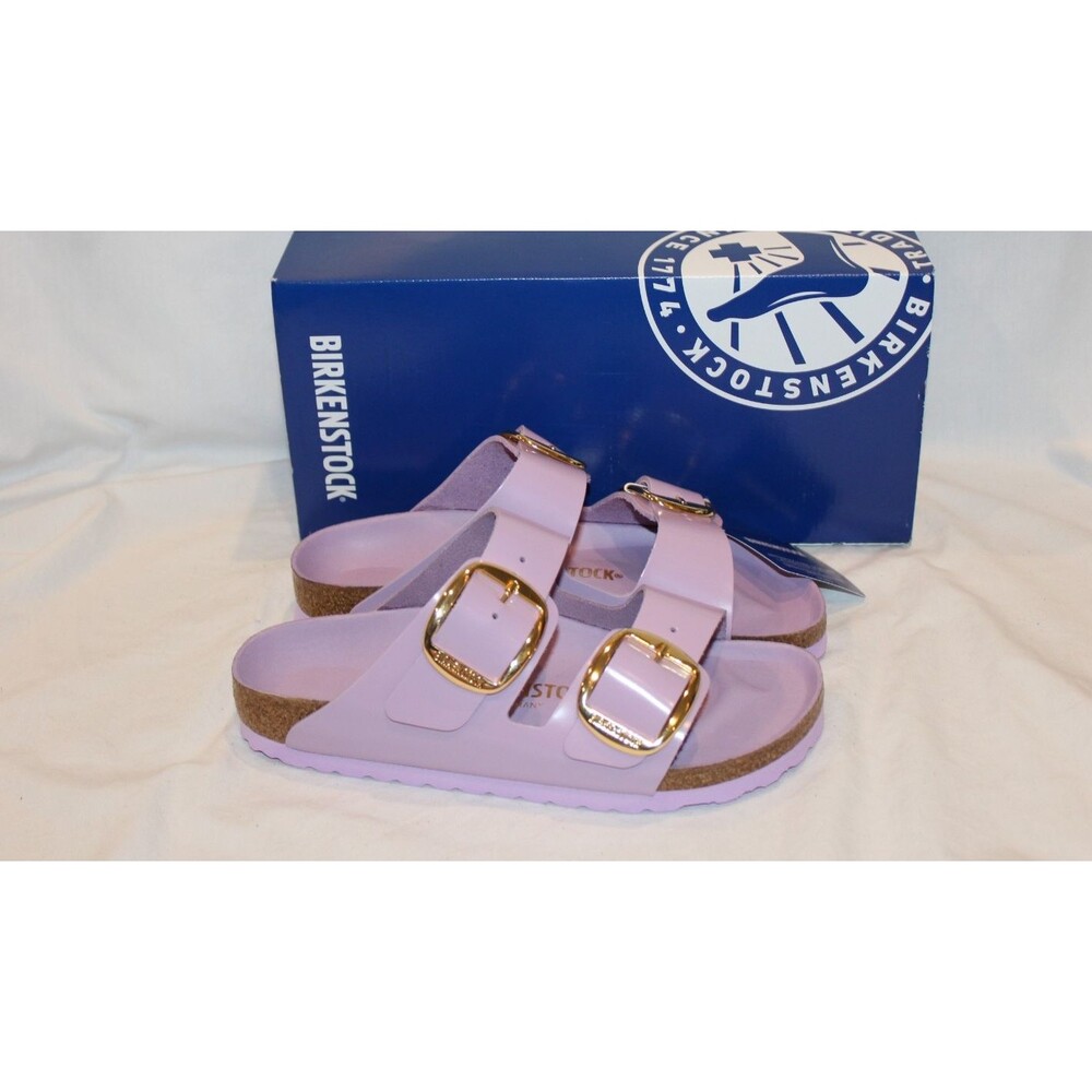 Birkenstock Arizona Big Buckle HIGH SHINE Leather Sandals EU 36 N CROCUS PURPLE